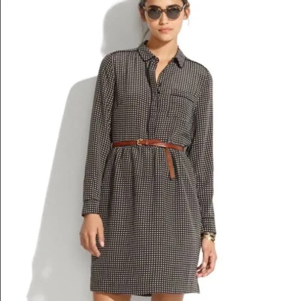 Madewell | Silk Cinema Dress Mini-Houndstooth Size 6